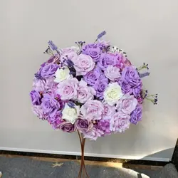 60cm Half Ball Wedding Table Centerpieces Flower Ball Lavender Light Purple Artificial Flowers Floor Floral Arrangement Props