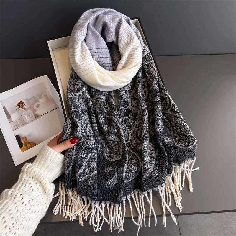 

Осень-зима, имитация кашемира, шаль из пашмины, принт кешью, женская накидка, теплые шарфы, женский платок, хиджаб, палантины, шарф