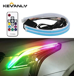 2pcs 30/45/60cm RGB LED Turn Signal LED Light Strip Daytime Running Lights Sequential Flowing Turn Signal DRL Led Driving Lights