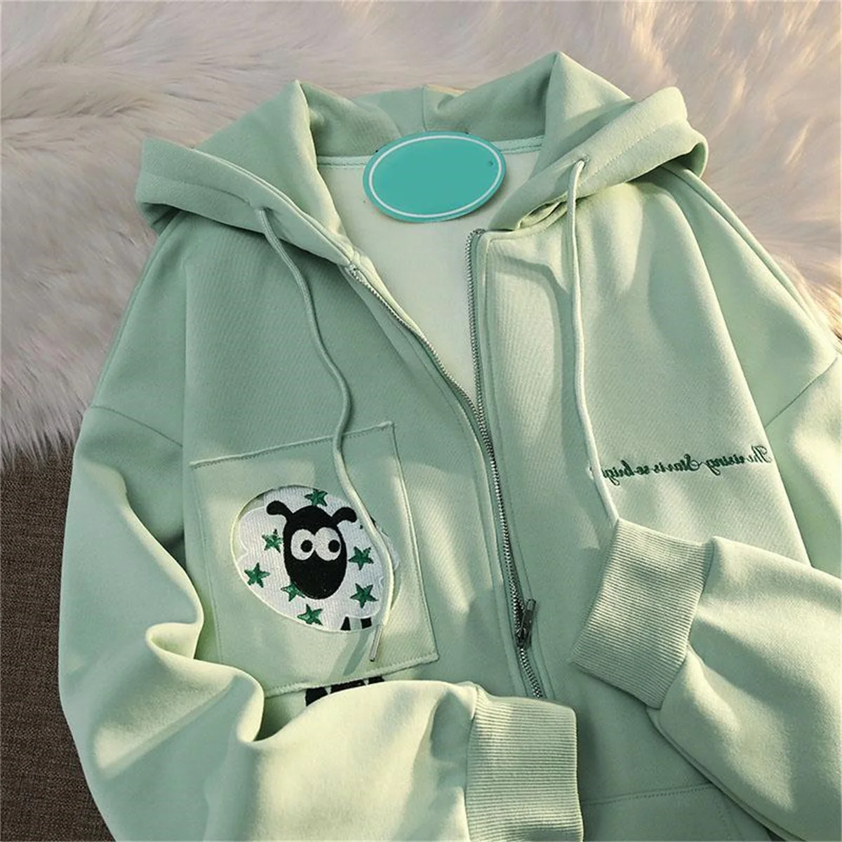 Kolekcja Wiosna-Jesień 2025 Cienka Nowa Urocza Dziewczęca Moda Codzienna Kreskówkowa Jednolita Kolorowa Kurtka z Kapturem Uniwersalna