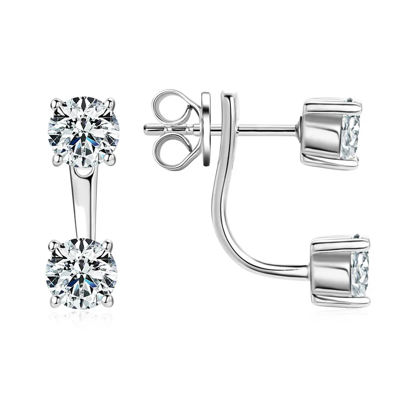 

2CTTW 5MM with GRA Certificate Full Moissanite Stud Earrings Women's Sparkling D Color Small Diamond 925 Sterling S