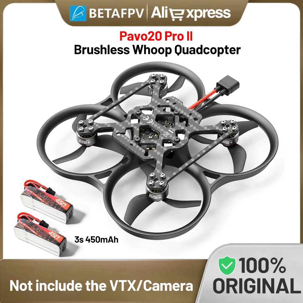 BETAFPV Whoop FPV Drone Pavo20 Pro II O4 PNP Quadcopter sin escobillas ELRS2.4/SBUS 1104 7200KV motores sin VTX Digital HD y cámara