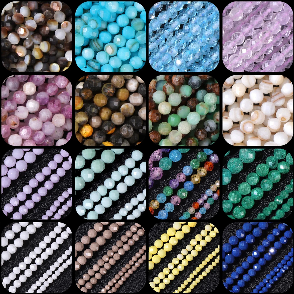 New 2 3 4 MM Faceted Colorful Natural Gem Stone Zircon Beads Loose Small Seed Crustal Quartz Stone Spacer Beads Jewelry Making