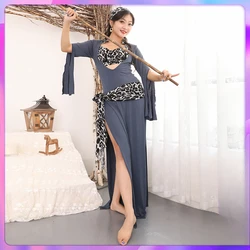 Belly Dance Costume Robe One-piece Leopard Dresses 5pcs Short Sleeves Baladi Shabby Saidi Robes Oriental Belly Dancing Clothes