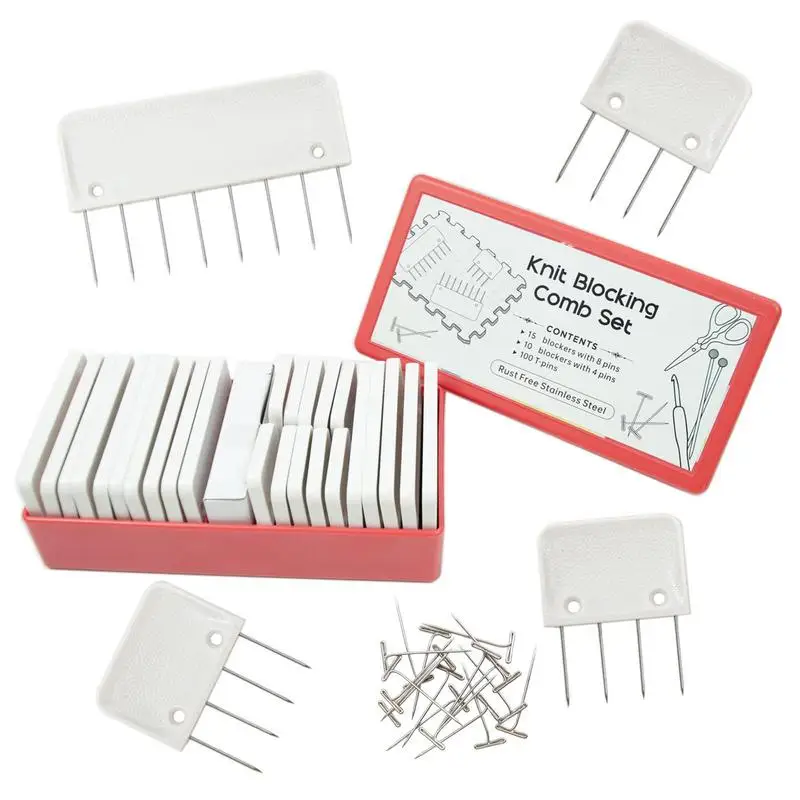 Knit Blockers 25 Knit Blocking Combs Blocking Knitting Crochet Lace Or Needlework Projects Extra 100 T-pins For Use With