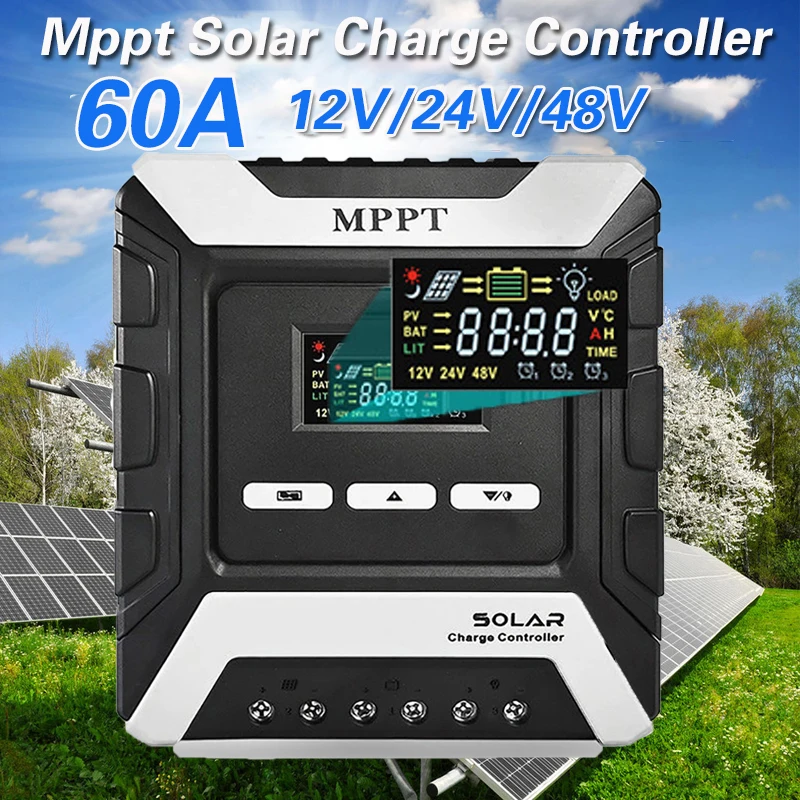 

Mppt Solar Charge Controller 10A/20A/60A/80A Solar Panel PV Regulator for 12V/24V/48V Lithium /Lead-Acid/Iron Phosphate Battery