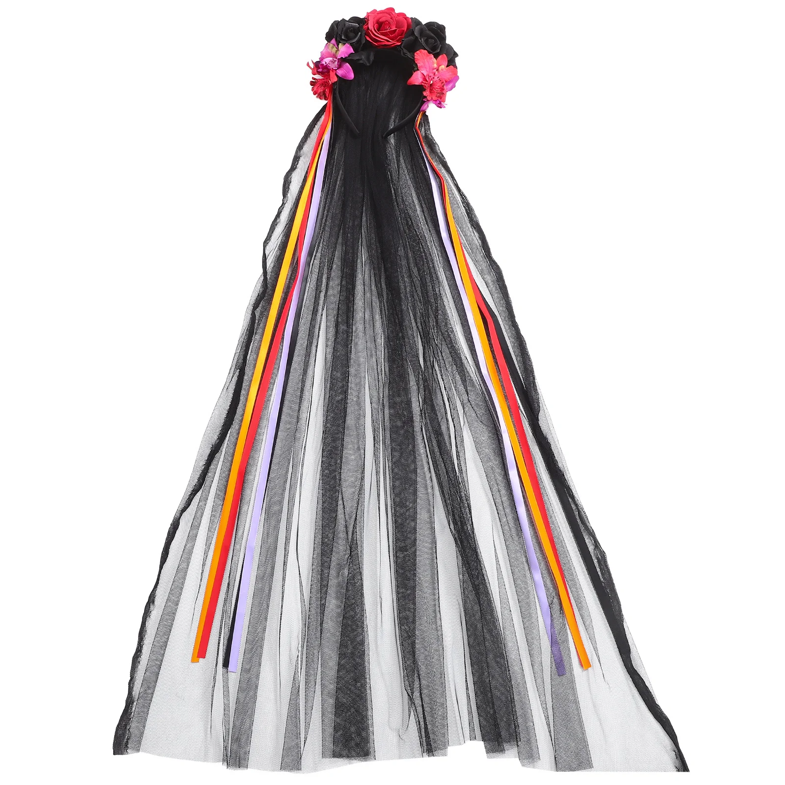 

Черно-красная повязка для волос на Хэллоуин, универсальный размер, повязка с розами, для вечеринок, косплея, костюмов, свадебный головной убор