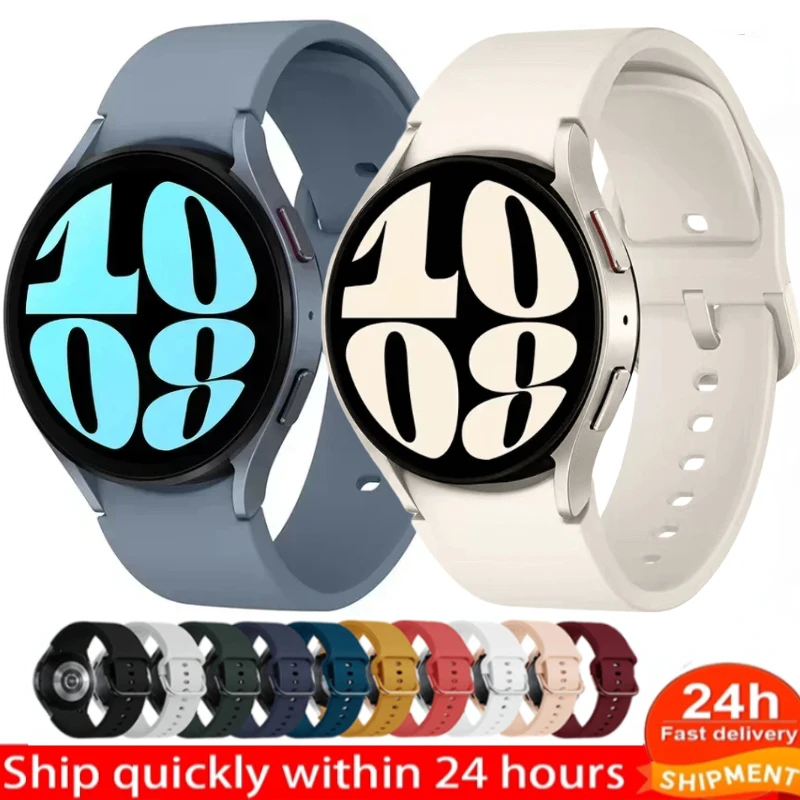 Silicone Strap For Samsung Galaxy Watch 7/6/5/4 40mm 44mm 5 Pro Original Bracelet No Gap Galaxy Watch 6 4 Classic 47mm 43mm Band