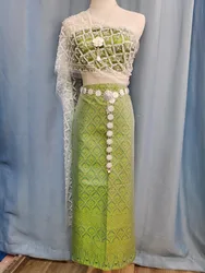 2024 thailandia vestiti tradizionali abito da viaggio vintage avvolto sottile thailandia donne del sud-est asiatico costumi multicolori festival