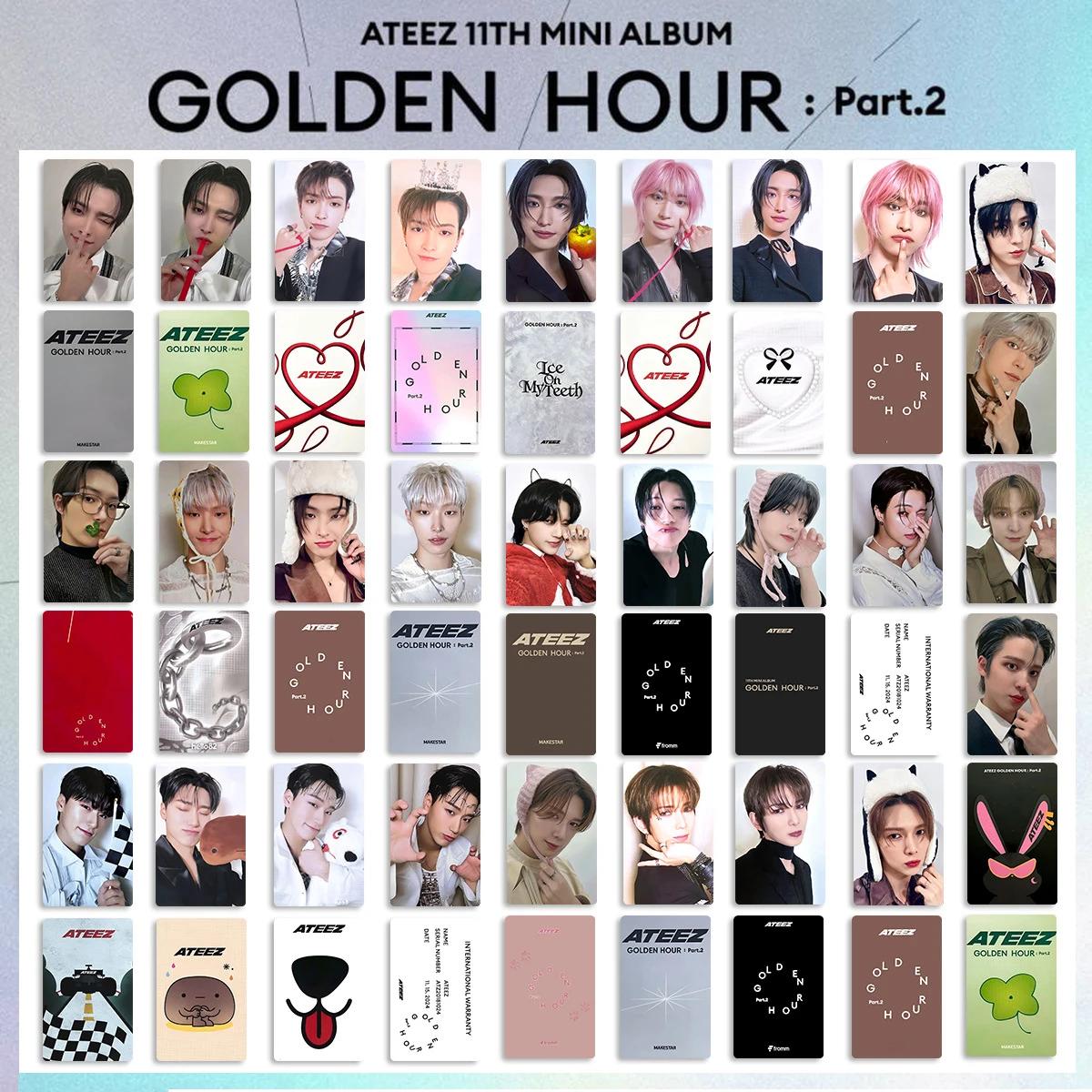 

4 шт./компл. KPOP ATEEZ персональные карты для селфи список GOLDEN HOUR: PART.2 альбом фотокарточки Hongjoong Mingi Seonghwa открытки подарок для фанатов
