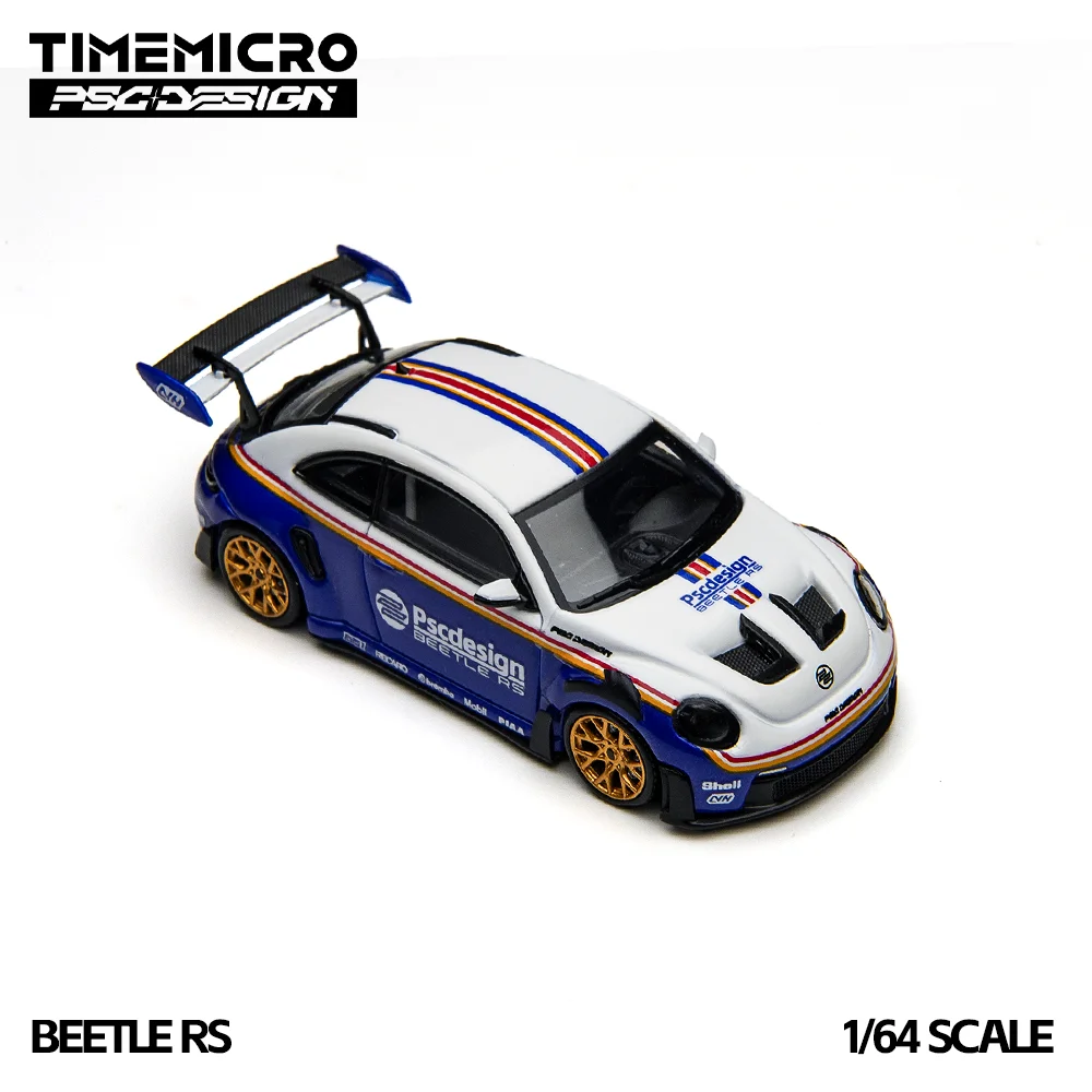 

*Pre-order*TimeMicro 1:64 Classic Beetle RS Alloy Diecast Car Model Blue White Racing Stripes Miniature Collection Gift