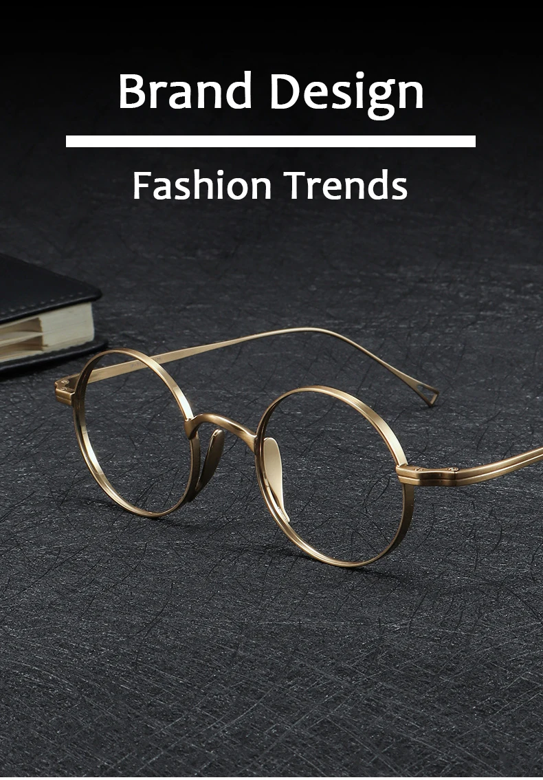 Japanischen Stil Handgemachte Retro Oval Runde Brille Rahmen Männer Reinem Titan Brillen Luxus Blau Licht Beständig Linsen Rahmen – Detail 2