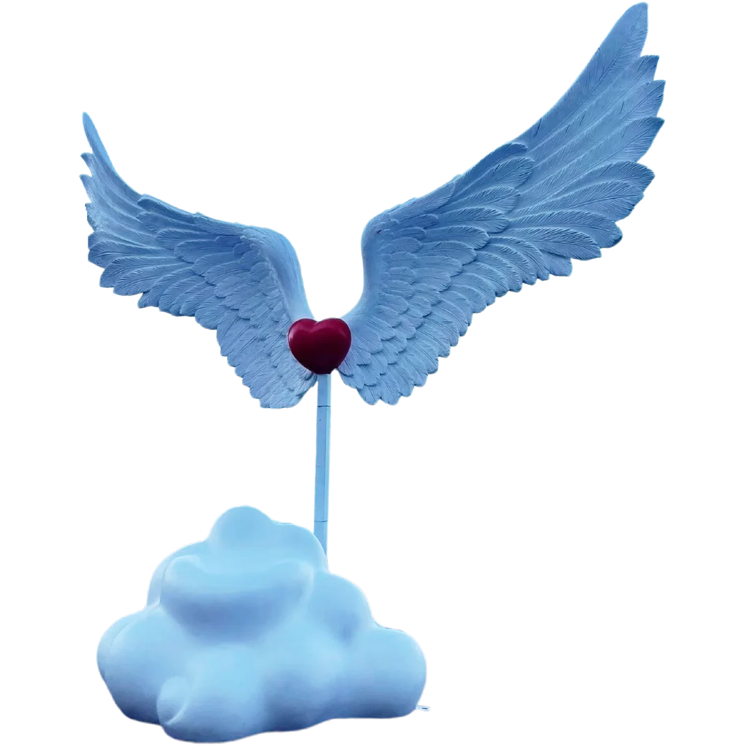 Clock in large-scale ornament scenic square luminous fiberglass wing ornament sculpture