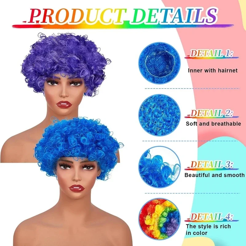 Round Curly Wig Clown Headdress Carnival Cosplay Kids Adult Exploding Hat Children\'s Day Party Accessories Party Hat Decoration