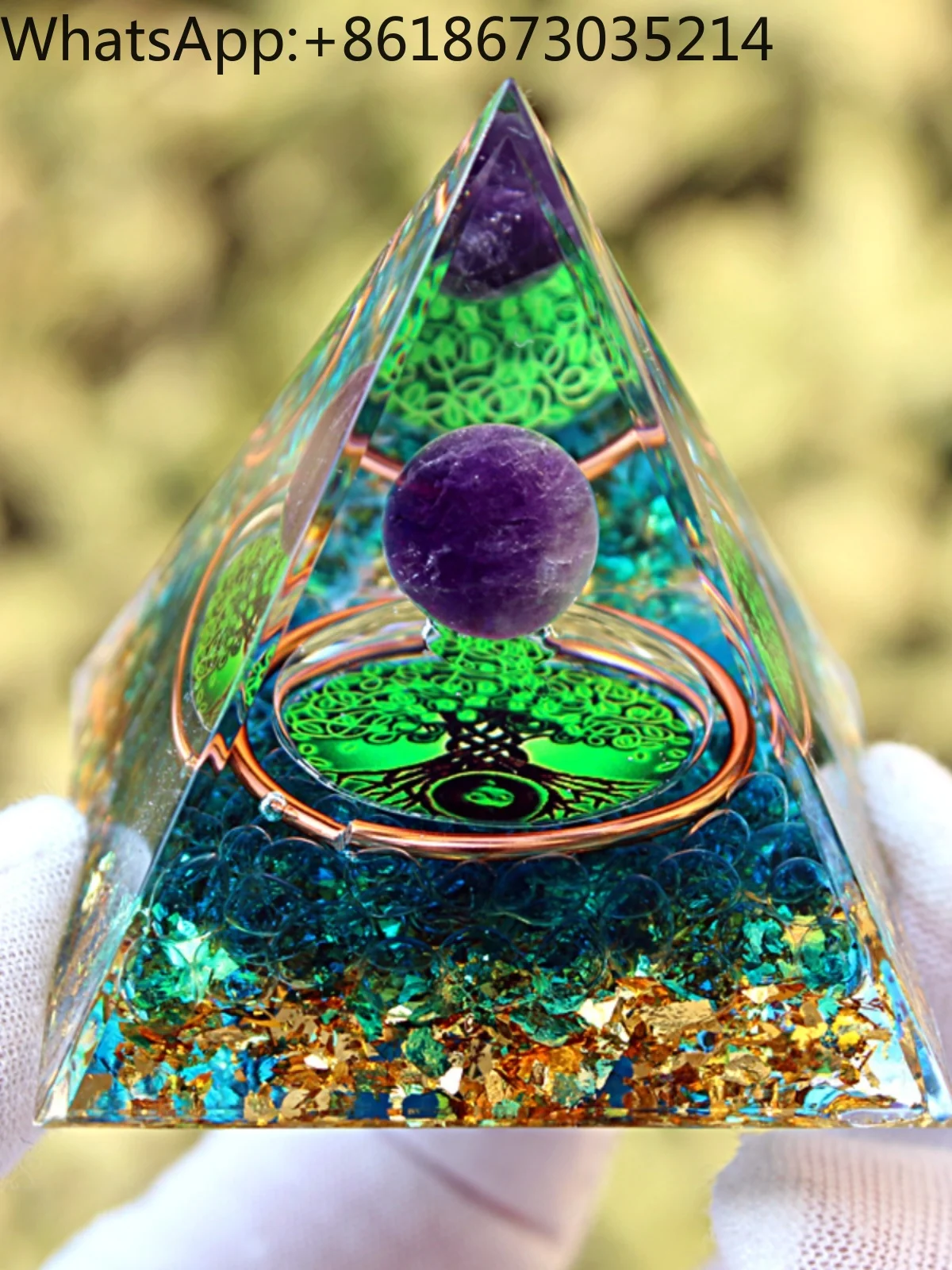 

Popular amethyst ball pyramid home resin epoxy handicrafts office desktop ornament gifts