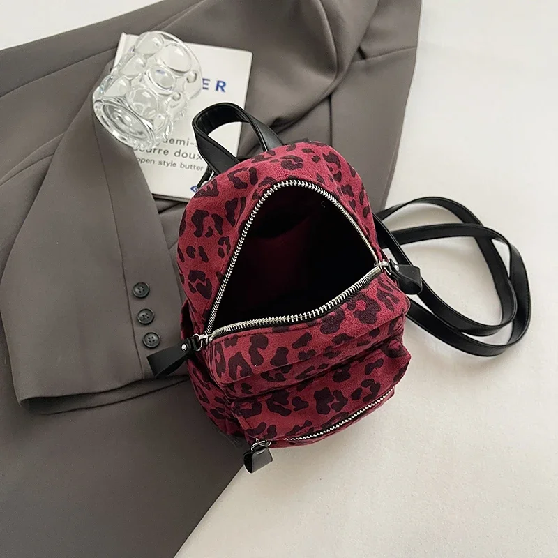 Leopard Print Fashion Backpack for Women 2024 Trend Backbag for Women Small School Backpack Simple School Bag Ladies Handbag