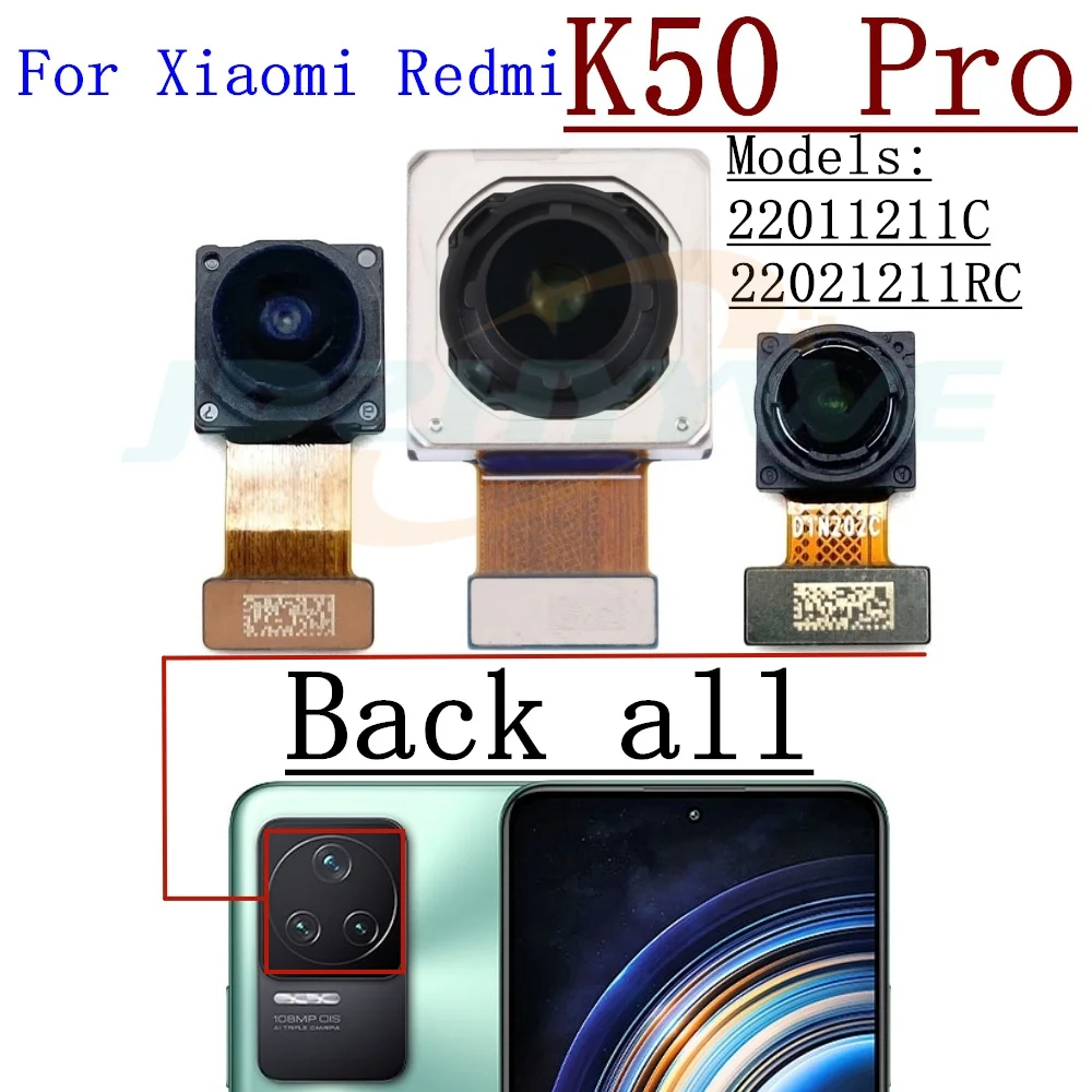 샤오미 레드미 K40 프로 K50 프로 K40Pro K50Pro 용 전면 후면 카메라, 전면 셀카 와이드 매크로, 후면 메인 카메라 플렉스