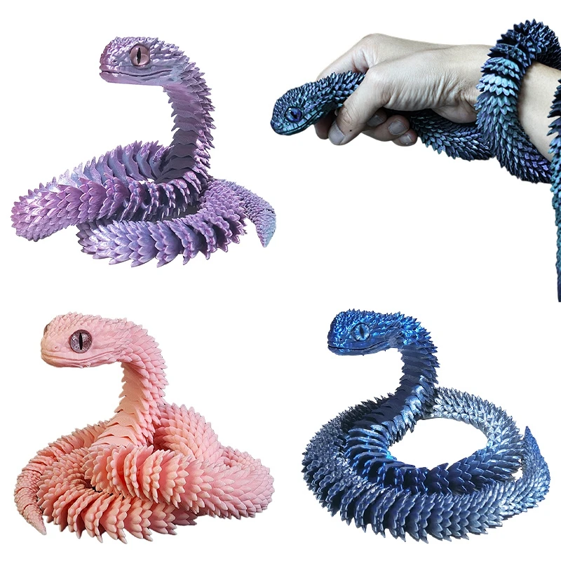 3D Printed Snake Toys Funny Printed Animals Snake Christmas New Year Craft Ornament Simulation Animal Home Desktop Ornament