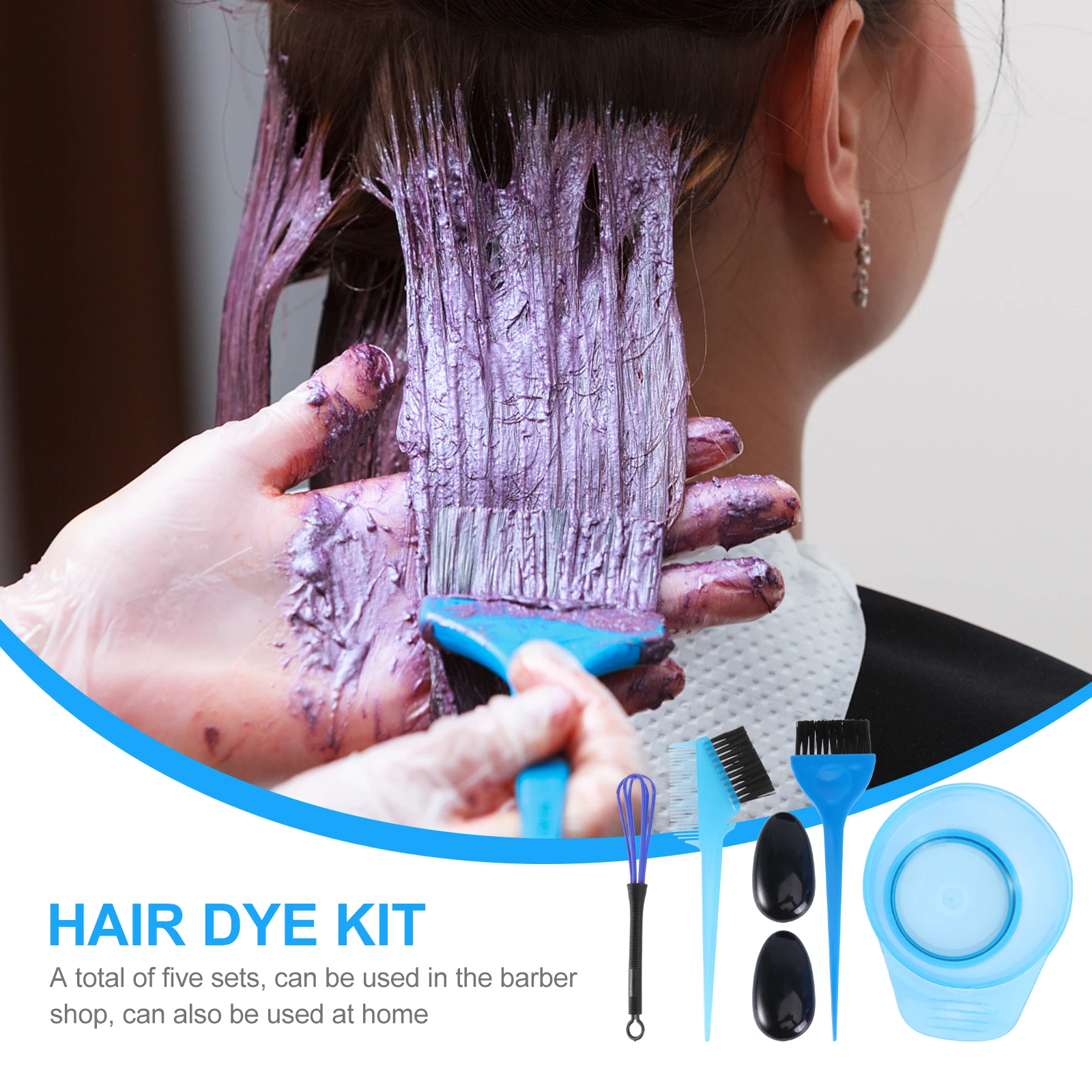 

5Pcs Hair Coloring Kit Complete Dye Tool Set Washable Reusable Bowls for Easy DIY Professional Hair Tinting At Home Or Salon