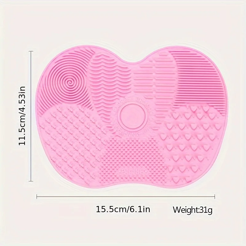 Silicone Apple-Shaped Makeup Brush Cleaning Mat With Suction Cup, Deeply Cleans Makeup Brushes, Making Brushes Fluffy And Soft view 2