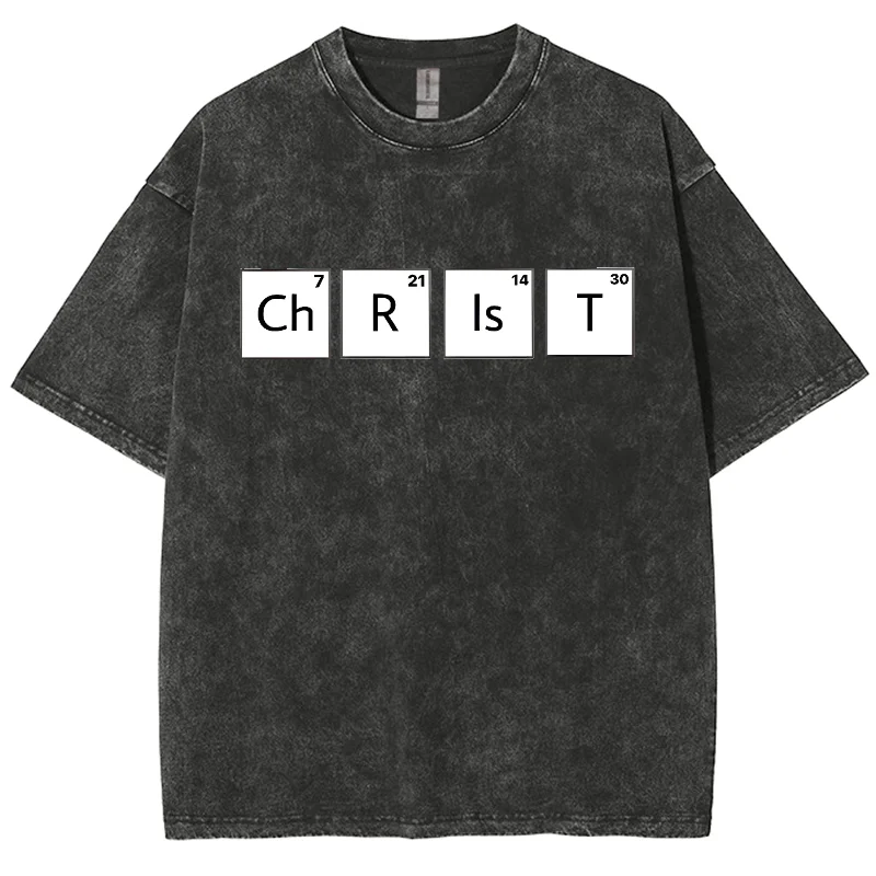 

Christ Y2K Washed Short Sleeves Tshirt, Printed Creative Casual Unisex Oversized Vintage Streetwear Summer New Fashion Plus-Size