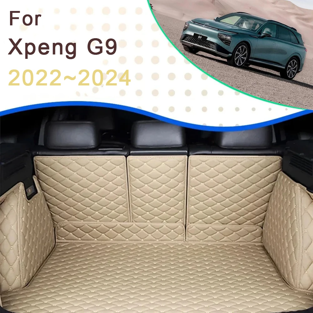 

Коврики для заднего багажника автомобиля для Xpeng G9 2022 2023 2024 5 сиденья кожаный лоток ковер грязевой бак Органайзер подкладки автомобильные аксессуары