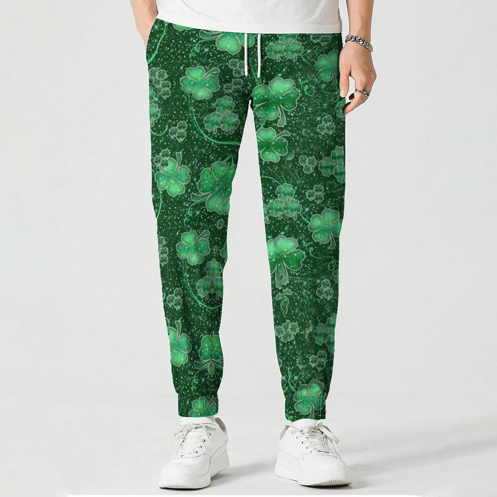 MSIEESO Irish Clover Pattern St.Patricks Day Printed Long Pants Fashion Trousers Men Women Casual Sweatpant Male Jogging Pants