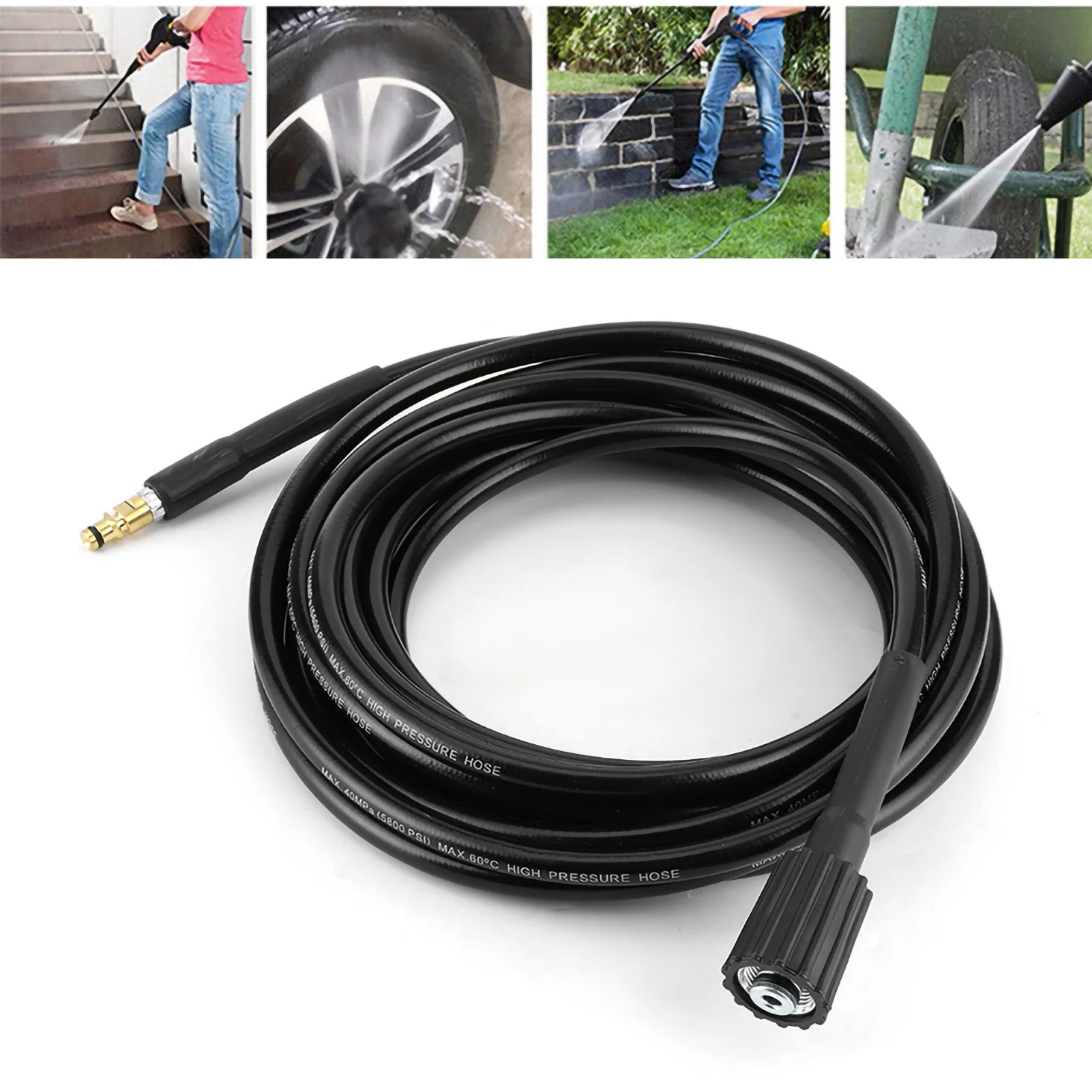 

40MPa/5800PSI Auto Washer Hose High Pressure Water Cleaning Rubber Pipe Fit for Extension Washer Tube Car Washer Pipe