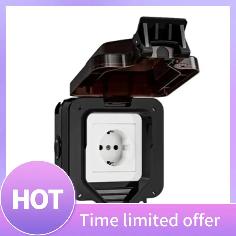 

B69C IP66 Waterproof Socket 220V Black Wall Plug Power With Built-In Switch Electrical EU Home Appliance(A) Durable Easy To Use