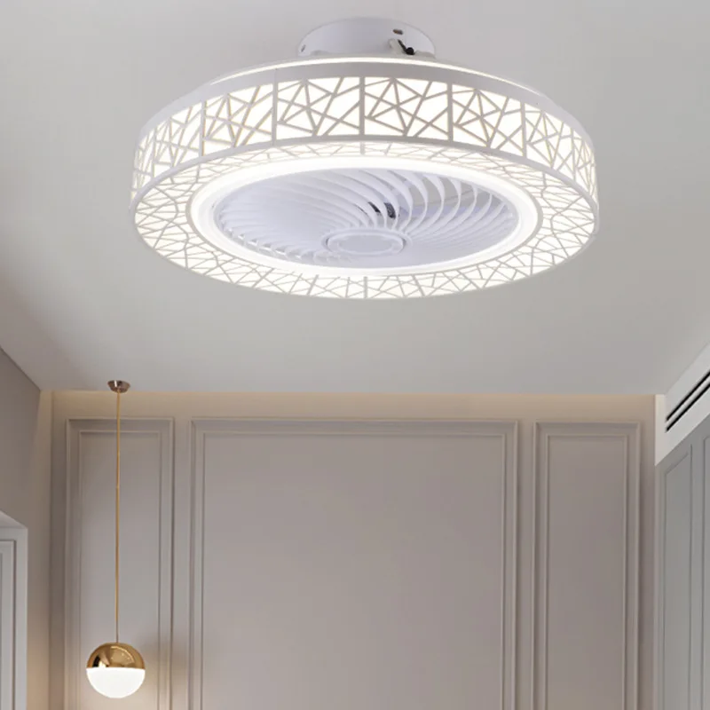 Simple modern LED with APP and remote control fan light ultra-thin ceiling light restaurant silent fan light bedroom lamp