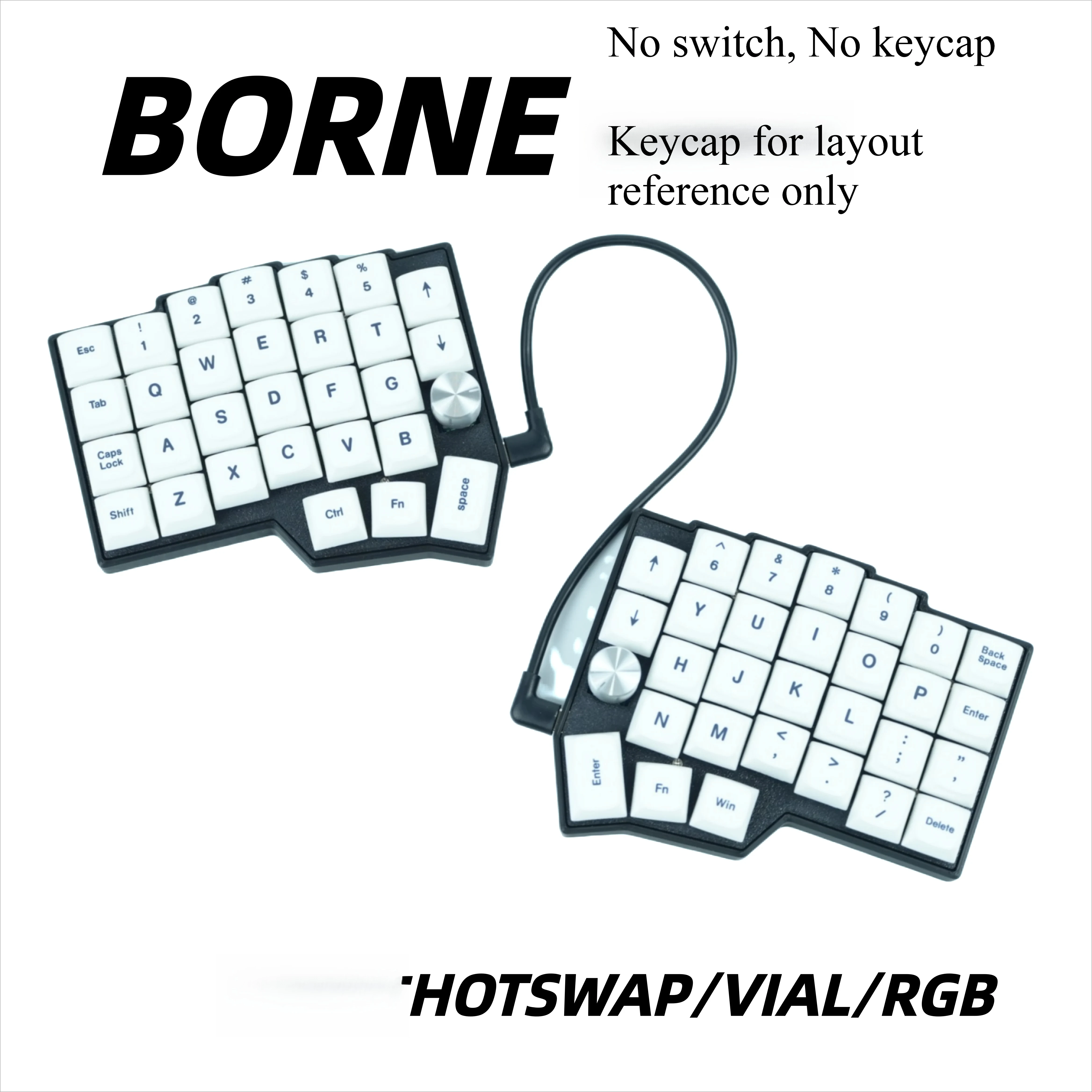 BORNE Mechanical keyboard kit ergo corne 4x6 layout Hotswap RGB VIAL 58 keys spilt keyboard