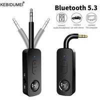 Bluetooth 5.3 Audio Receiver Transmitter 3.5MM AUX Hifi Stereo Music Wireless Adapter With Mic For Car Airplane TV PC Headphone