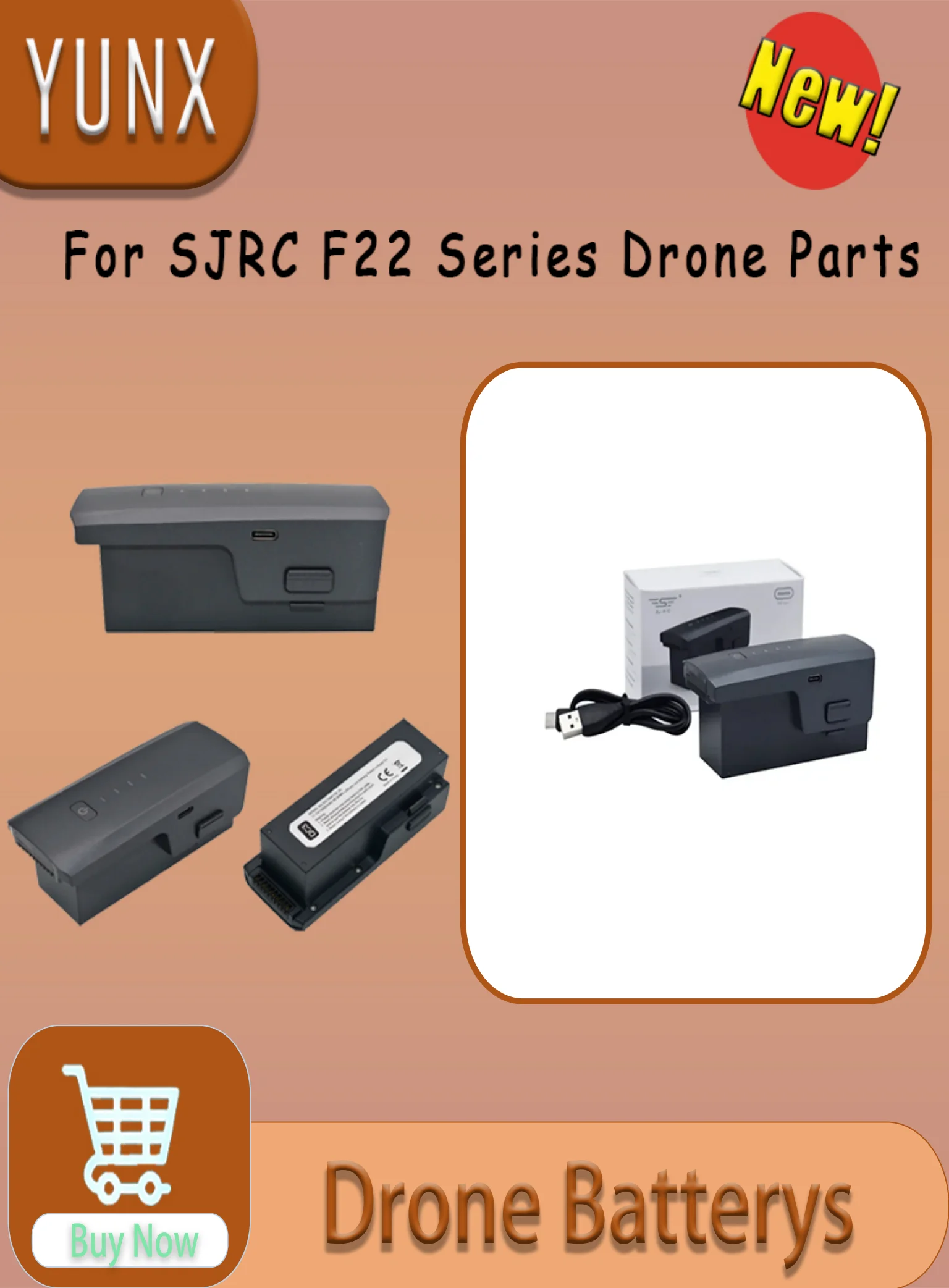 

Аккумулятор YUNX 11.1V 3500mAh для дрона SJRC F22 F22S 4K Pro с необходимыми аксессуарами для увеличения времени полета