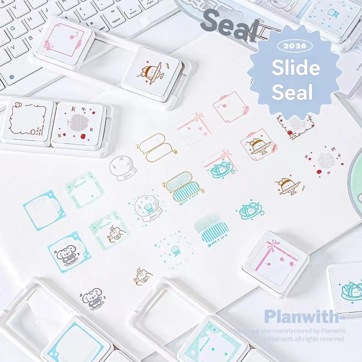Sliding Seal Japanese-style Cute Planner Seal Removable Decorative Sticker Miniature Seal