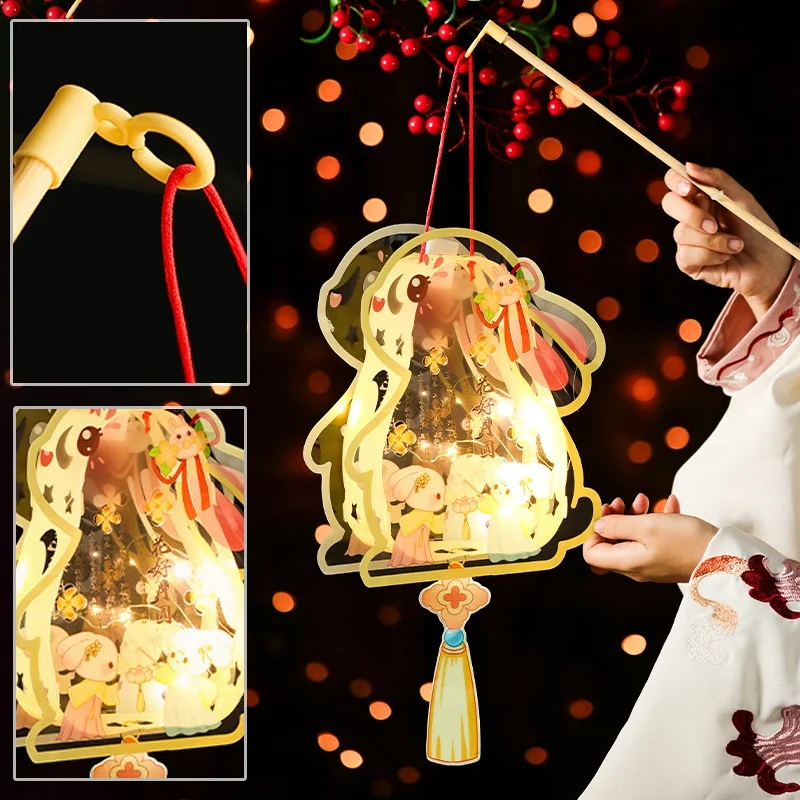 

Chinese Lantern DIY Mid Autumn Festival Lanterns Chinese New Year Decoration LED Handmade Chinese Lamp Christmas Pendant Lamp