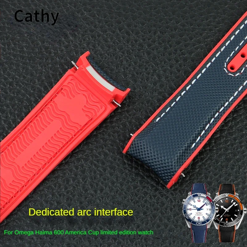 Nylon Watch Strap for Omega Seahorse 215.32 OCEAN Universe Super 600 America Cup Limited Edition Canvas Waterproof Watchband22mm