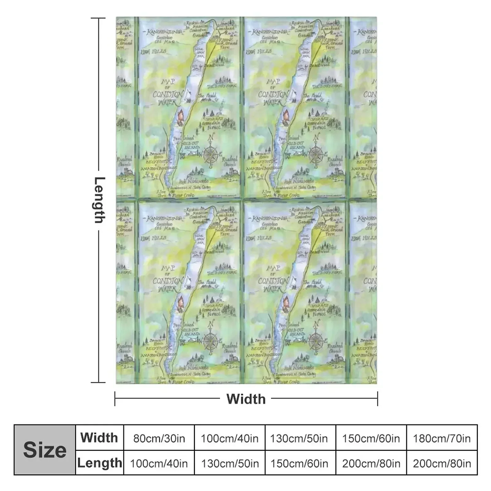 Swallows and Amazons map of Coniston Water - Throw Blanket Cute Plaid Winter beds Blankets