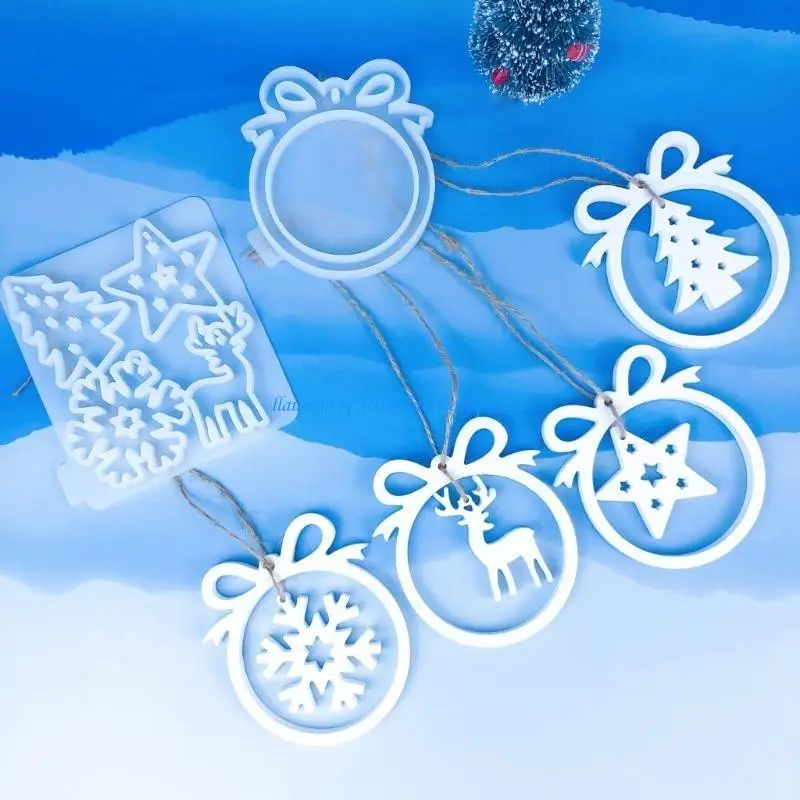 

573B 2PCS Festive Christmas Decorations Molds Pendant Plaster Mold Jewelry Supplies