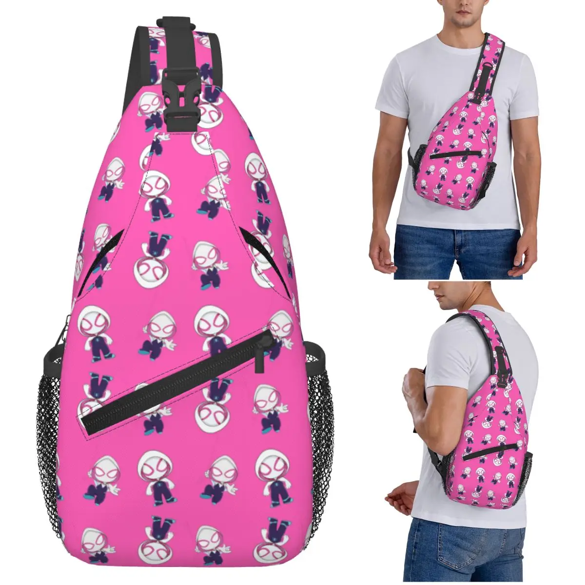 

Нагрудная сумка Ghost Spider, мужской рюкзак через плечо, нагрудная сумка, дорожный походный рюкзак, сумка на плечо