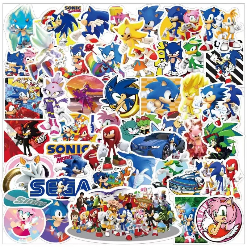 50 قطعة اليابان سونيك فلاش أنيمي ملصقات الكتابة على الجدران الهاتف الكرتون القنفذ ملصقات لعبة مائي الاطفال حفلة فيديو بطل لعبة لعبة #2