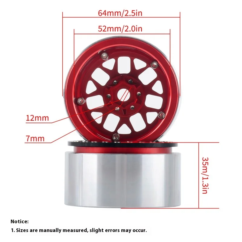 Pyfore Rc Model Remote Control Car Metal Upgrade Accessories Rilaluo Trx4 Yikong Branch 2.2 Inches Metal Wheel Hub 64*35mm 4pc