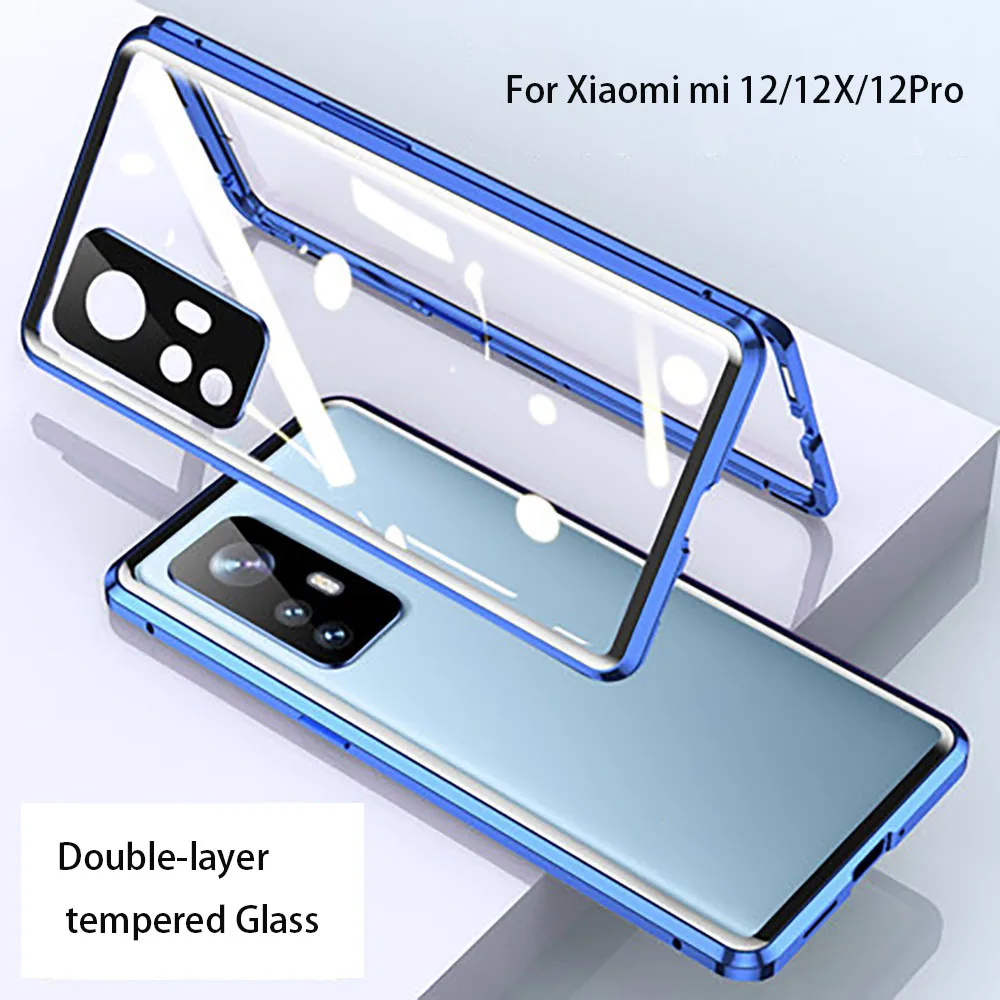 Prottective Case For Xiaomi mi 12 Double-layer tempered Glass Case For Xiaomi mi 12Pro 12X Full Cover Transparent Shell