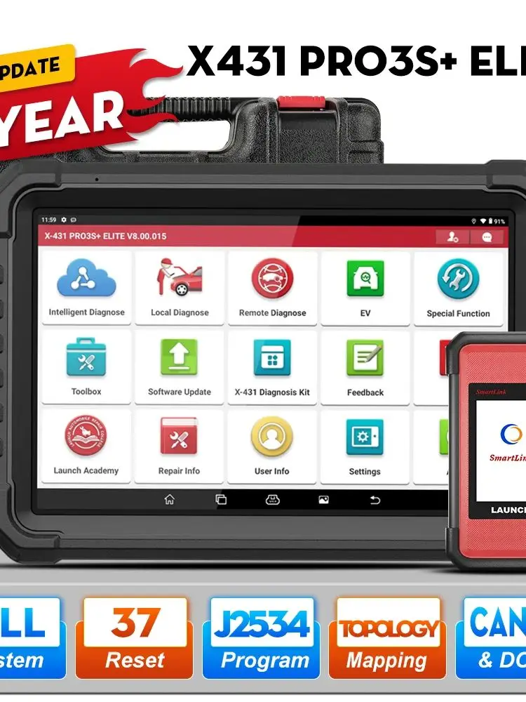 X431 PRO3S+ ELITE Smartlink C V2.0 Kfz-Diagnosewerkzeuge J2534 CAN FD DOIP Vollsystem Auto OBD OBD2 Scanner Topologiekarte