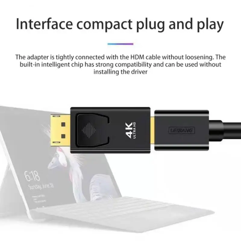 1~5PCS DisplayPort to HDMI-compatible Adapter DP Male to Female HDMI-compatible Video Audio Cable 4K 1080P for PC TV Laptop