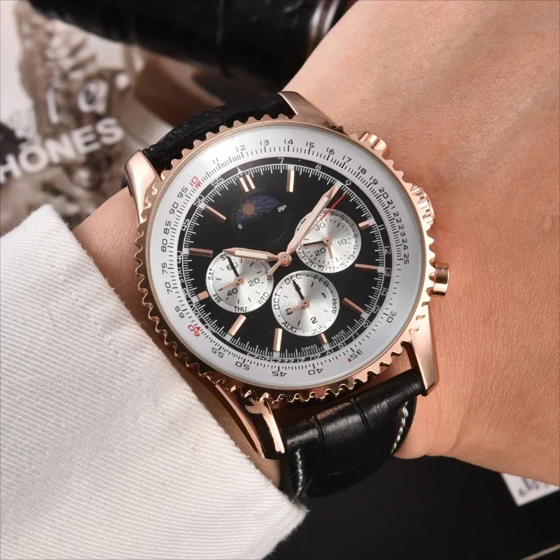 Calendario luminoso Orologio automatico rotondo fantasia multifunzione impermeabile Orologi in acciaio inossidabile Orologio al quarzo di lusso Orologi da uomo di tendenza