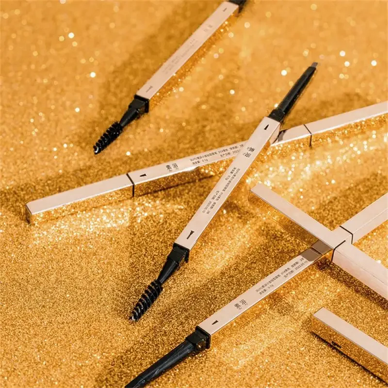 2 IN-1 Double-Head Design Small Gold Bar Eyebrow Pencil Waterproof Durable Eyebrow Enhancers Combing Eyebrows Makeup Cosmetics