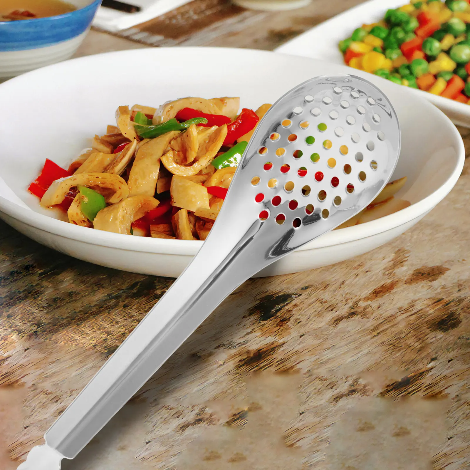 4pcs Stainless Steel Slotted Spoons Set Compact Kitchen Skimmer Spoon For Soup Sauce Caviar Pasta Cooking Serving Buffet Use