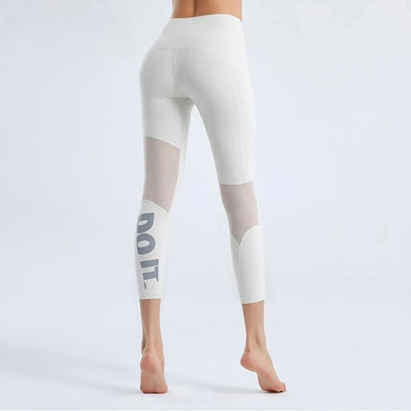 

Новые летние узкие брюки для йоги, женские сетчатые леггинсы для пилатеса, эластичные тонкие леггинсы для бега с буквенным принтом, женские леггинсы для фитнеса