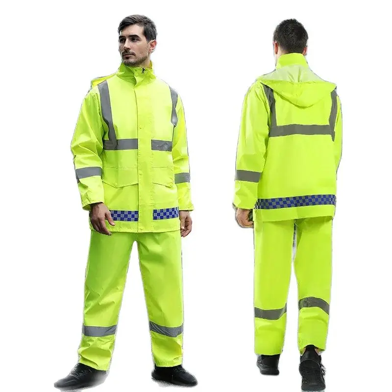 

Reflective Safety Raincoat Men Split Raincoat Outdoor Reflective Raincoat Rain Pants Suit