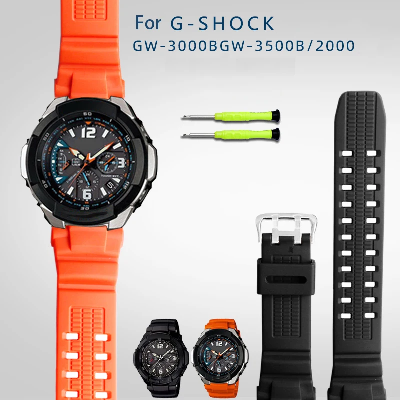 

Silicone watchband for Casio aviation G-Shock GW-3000 GW-3500B / 2000 series outdoor resin watch strap men's wristband bracele
